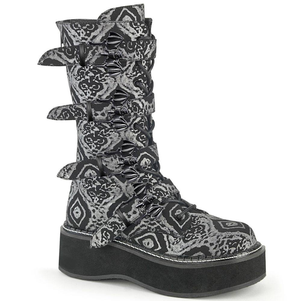 DemoniaCult - EMILY322 Bottes de plateforme - Noir/Gris Product image